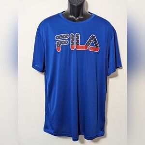 Men's FILA T Shirt Short Sleeve Athletic Shirt Blue Size XL